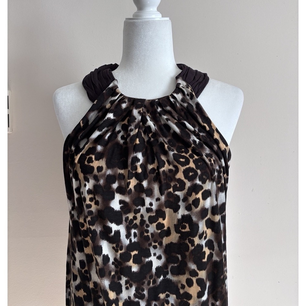 St John Womens Small Sleeveless Top Leopard Animal Print Stretchy Party - Picture 2 of 8